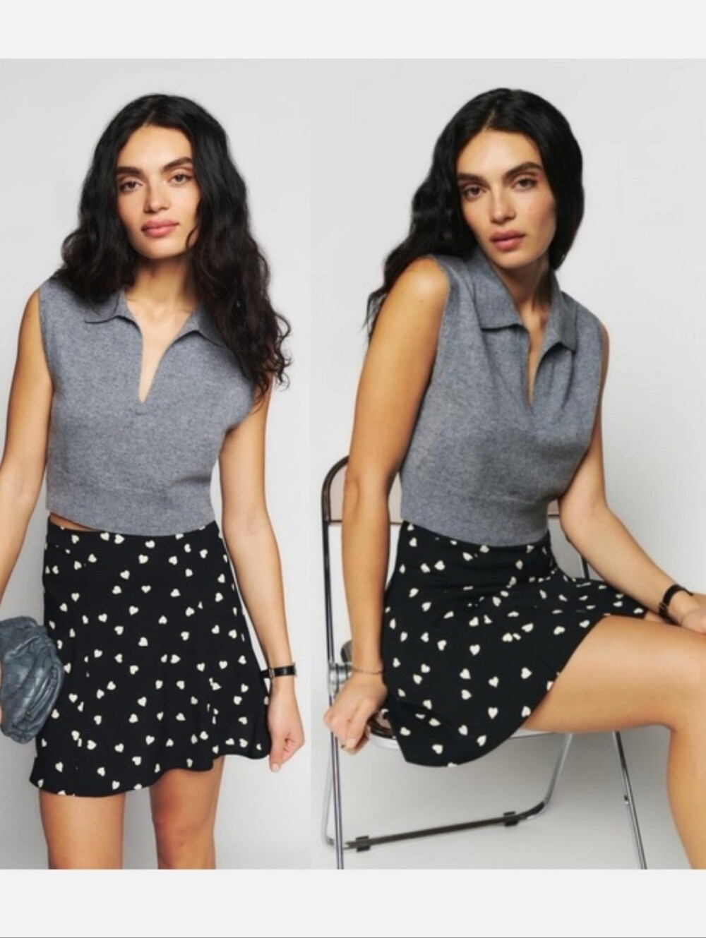 Reformation black flounce skirt